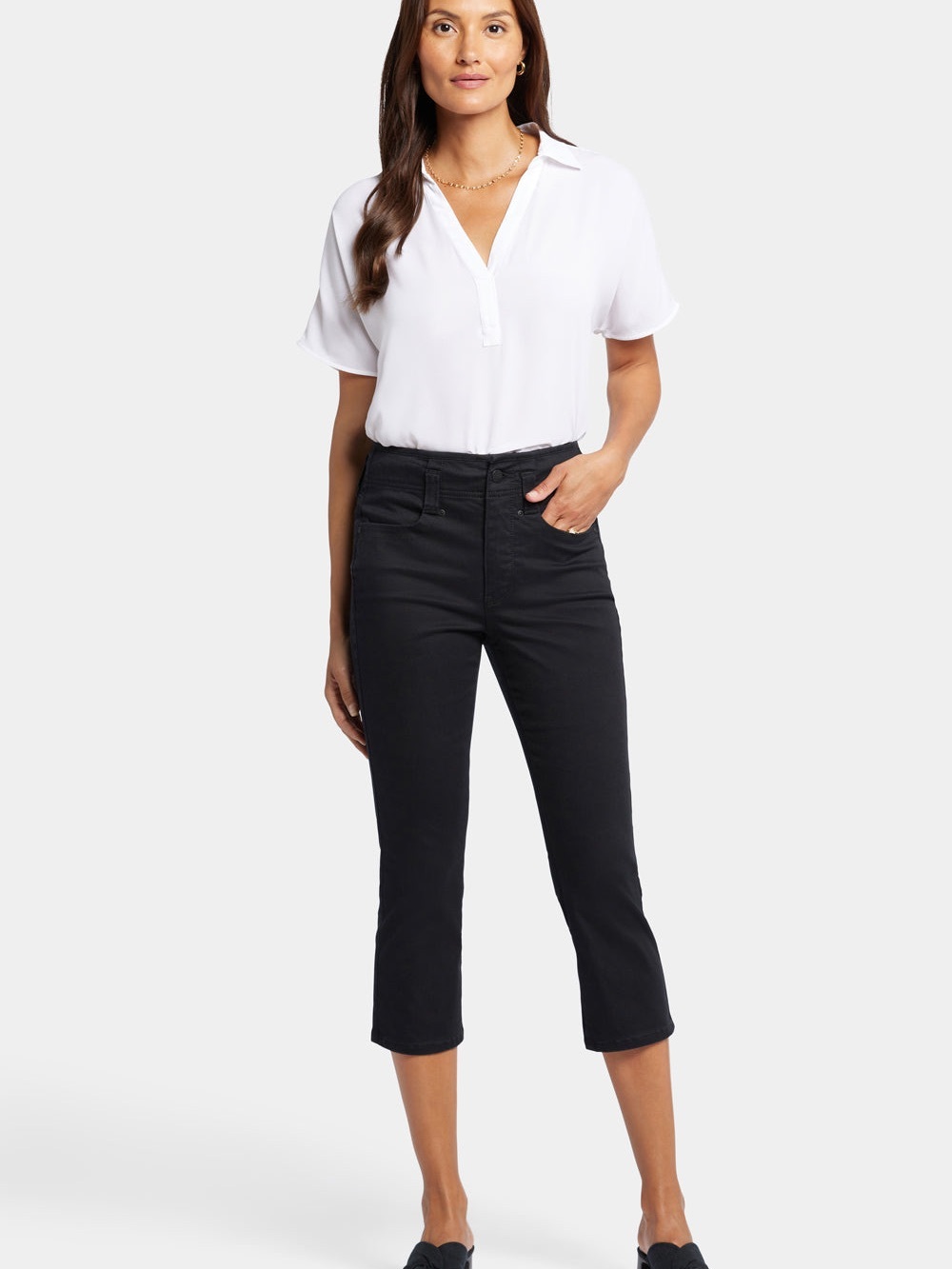 NYDJ Black Cropped Straight-Leg Jeans